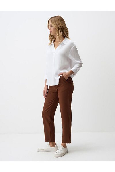 Jimmy Key Bitter Brown High Waist Short Fabric Trousers