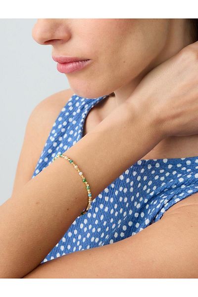 Jimmy Key Gold Color Mini Bead Detailed Adjustable Bracelet