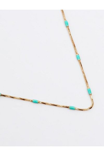 Jimmy Key Blue Fine Stone Detailed Adjustable Necklace