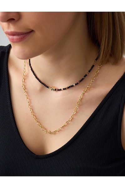 Jimmy Key Brown Natural Stone Detailed Elephant Figured Adjustable Necklace