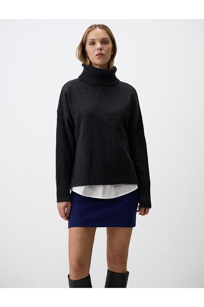 Jimmy Key Navy Blue Slim Fit Elastic Waist Knitted Mini Skirt