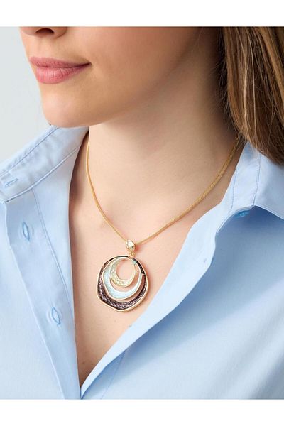 Jimmy Key White Oval Figured Adjustable Necklace