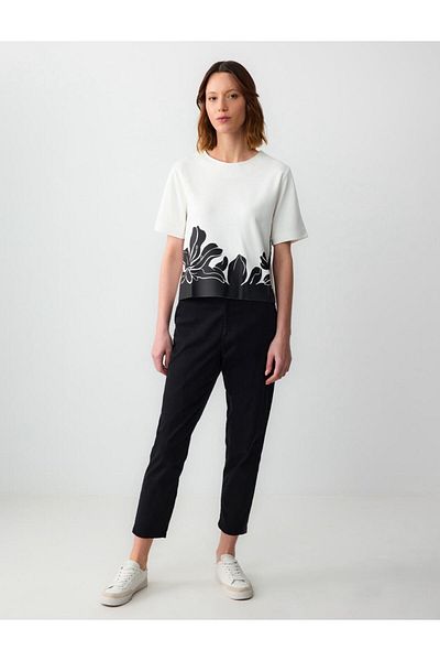 Jimmy Key Black High Waist Regular Leg Gabardine Woven Trousers