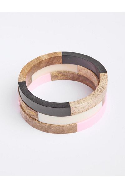 Jimmy Key Mixed Wood Look Bracelet Set