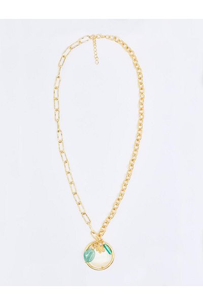 Jimmy Key Gold Color Round Figured Adjustable Chain Necklace