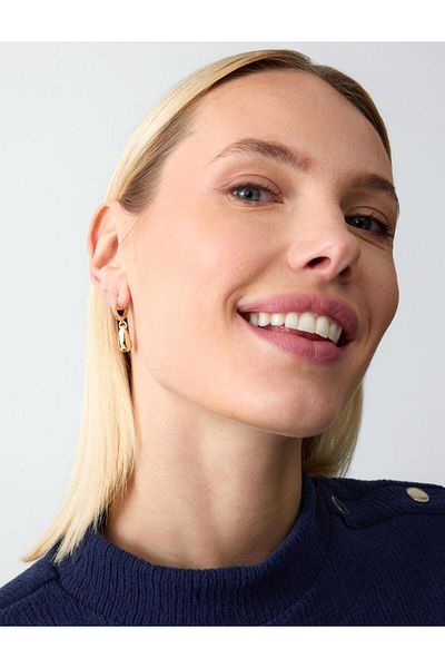 Jimmy Key Gold Color Drop Figured Shiny Swinging Earrings