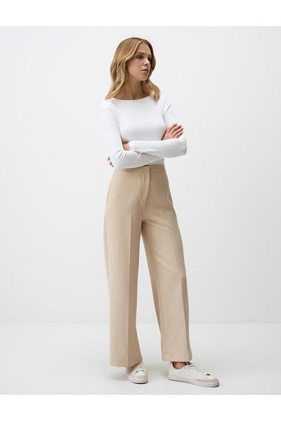 Jimmy Key Beige High Waist Relaxed Fit Wide Leg Woven Trousers