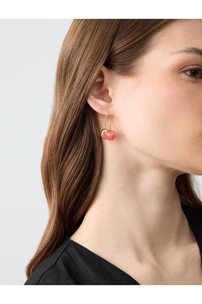 Jimmy Key Elegant Earrings with Pink Cherry Figure