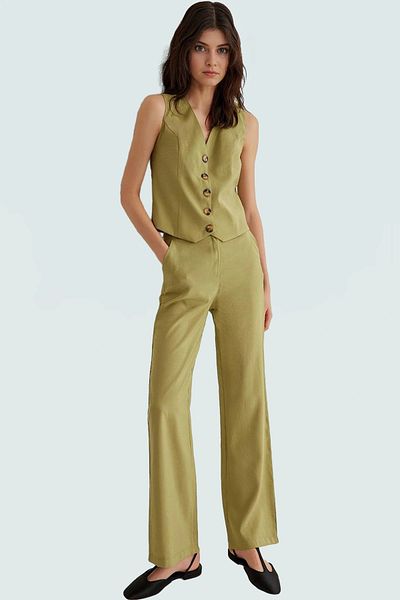 PayBuy Women's High Waist Wide Leg Modal Pants and Vest Set for Daily Summer Combinations Distinguished Material