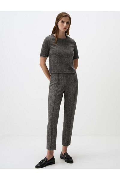 Jimmy Key Anthracite Melange High Waist Wide Leg Elastic Waist Knitted Trousers