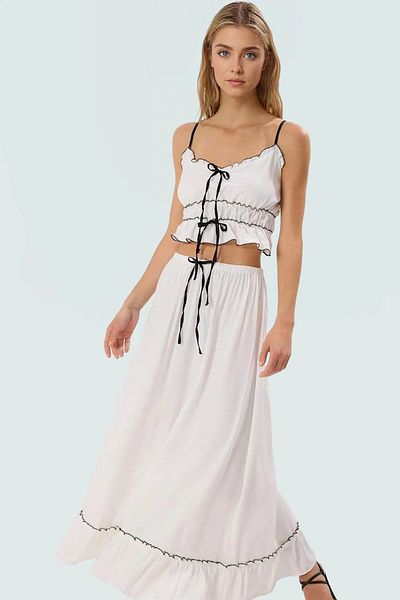 PayBuy Summer Women's Beach Blouse Skirt Set Thin Strap Viscose Polyester Trend Design Comfortable Use