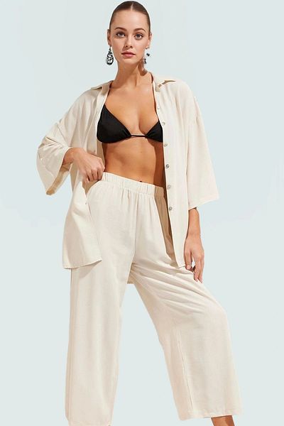 PayBuy Summer Viscose Polyester Woven Long Shirt Pants Suit Casual Beach Style Stylish Appearance