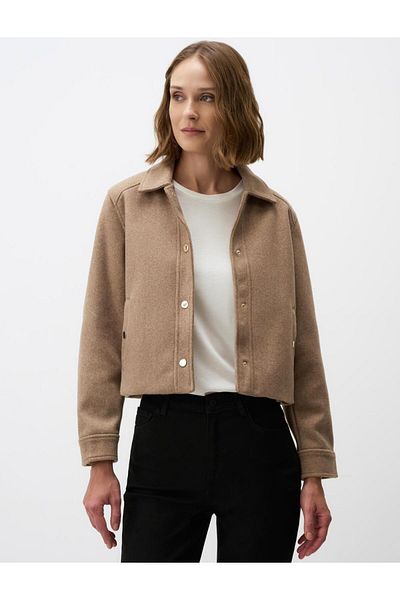 Jimmy Key Beige Long Sleeve Snap Detailed Stitched Jacket