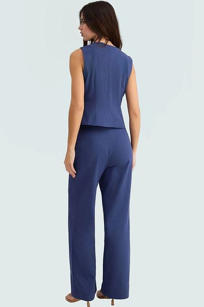 PayBuy Summer Cotton Gabardine Vest Pants Suit Wide Leg for Casual Daily Style Use