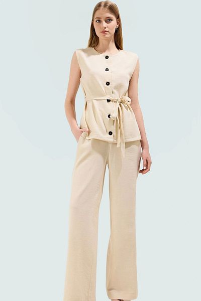 PayBuy Summer Women's Linen Look Vest Pants Suit Viscose Fabric Business Wear Casual Use