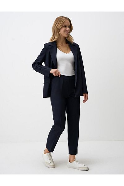 Jimmy Key Navy Blue High Waist Short Fabric Trousers
