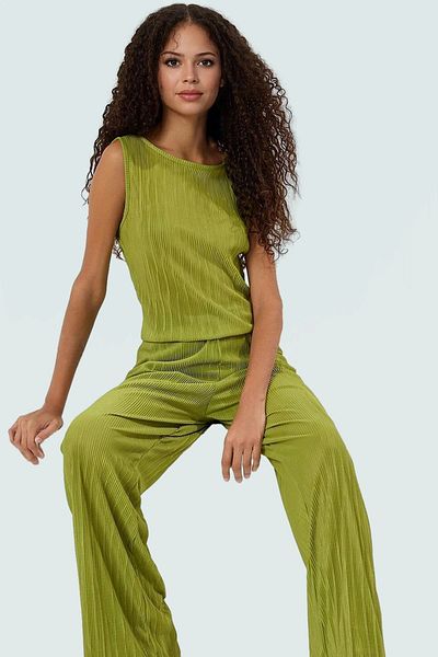 PayBuy Stylish Pleated Knitted Pants Blouse Set Summer Casual Combination Long-Lasting Use