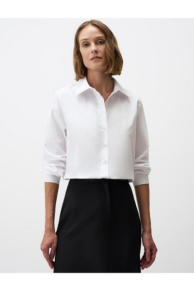 Jimmy Key White Straight Cut Long Sleeve Woven Shirt