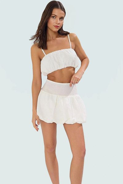 PayBuy Women's Cotton Flared Woven Crop Blouse Skirt Summer Set High Quality Zarifane Design