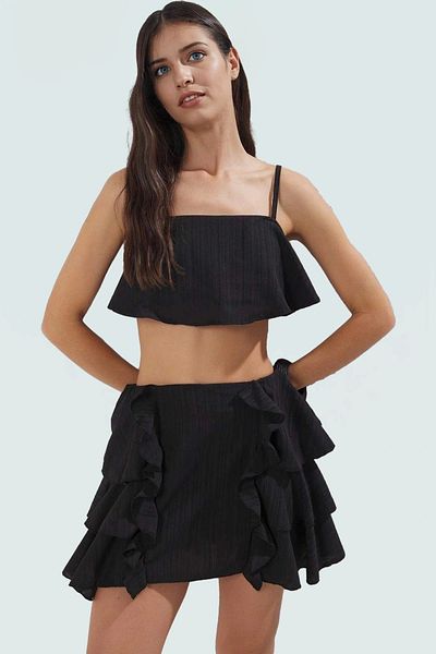 PayBuy Women's Summer Short Twill Cotton Blouse Skirt Suit Long-Lasting Trend Design Durable Material
