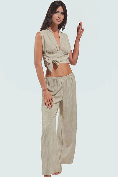 PayBuy Summer Beach Blouse Pants Set Woven Viscose Polyester Oversize Comfortable Use