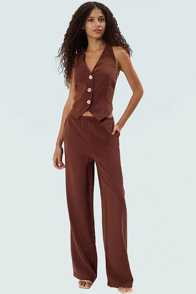 PayBuy Women's Viscose Woven Halter Neck Vest Pants Suit Casual Comfortable Cut