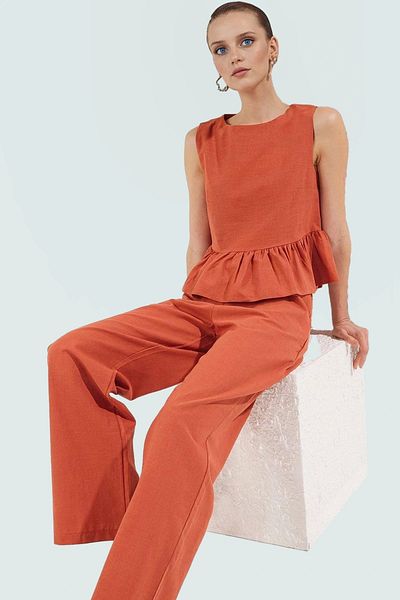 PayBuy Cotton Blouse and Wide Leg Pants Set Casual Chic Elegant Design Custom