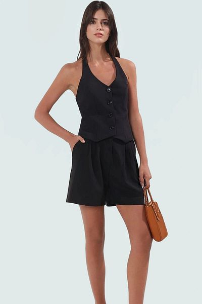 PayBuy Summer Striped Finike Woven Halter Neck Vest Shorts Set Professional Look Comfortable Cut