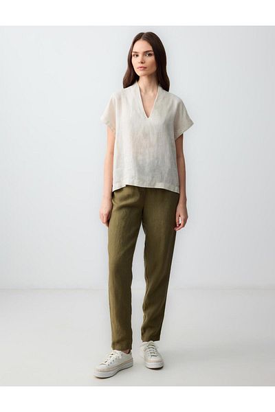 Jimmy Key Stone 100% Linen V-Neck Tank Top