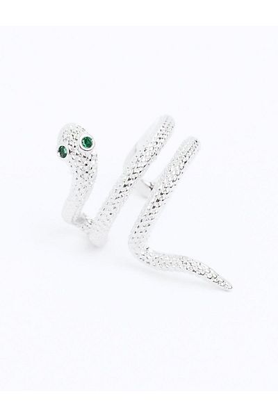 Jimmy Key Silver Color Snake Figured Joint Earring