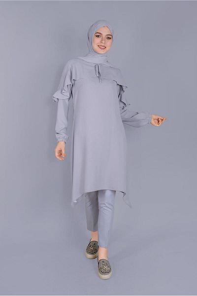 Alvina Lace-Up Tunic with Ruffle Detail 40842