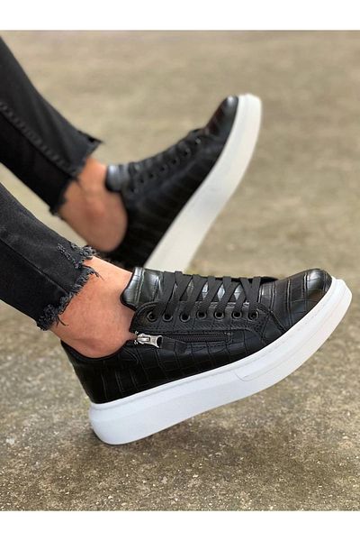 Skygo Kb-309 Kuback Black Zipper and Lace-Up Casual Men's Shoes