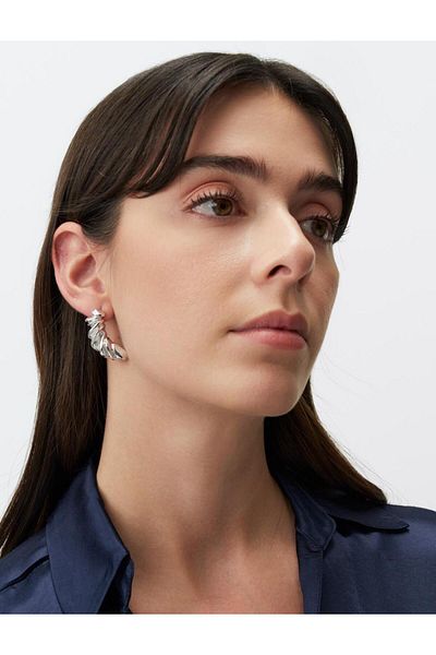 Jimmy Key Silver Color Spiral Figured Earrings