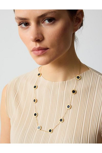 Jimmy Key Gold Color Round Stone Figured Adjustable Necklace