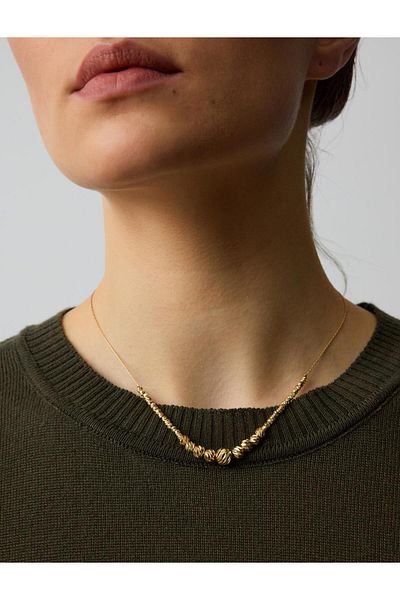 Jimmy Key Gold Color Shiny Ball Figured Adjustable Necklace