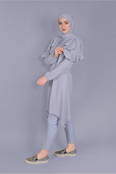 Alvina Lace-Up Tunic with Ruffle Detail 40842