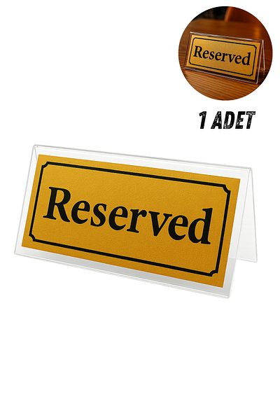 Happynesso Transparent Plexiglass Top Single Direction Gold Metal "Reserved" Lettering from Table Writing Series - 100 mm X 50 mm