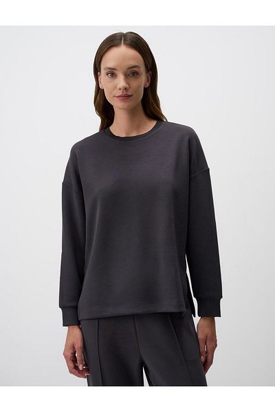 Jimmy Key Anthracite Long Sleeve Crew Neck Oversize Sweatshirt