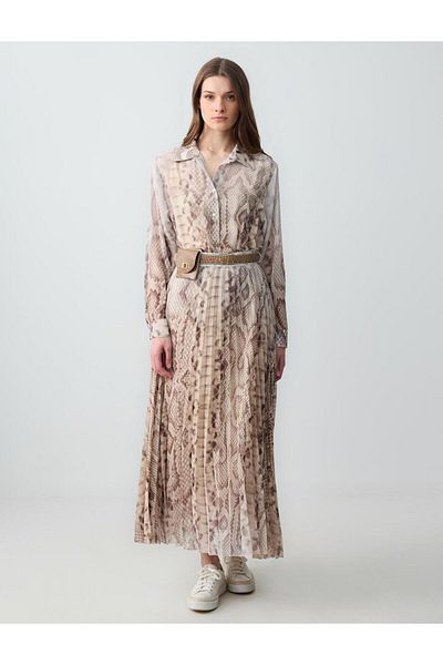 Jimmy Key Stone Relaxed Fit Long Sleeve Patterned Chiffon Shirt