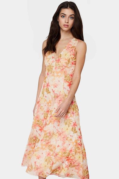 PayBuy Floral Patterned a Line Tulle Dress Made of Knitted Fabric Lightweight Summer Carefully Selected Comfortable to Wear