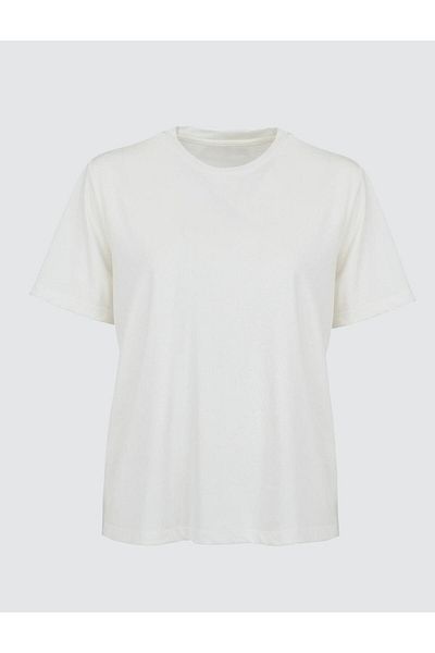 Jimmy Key White Straight Cut Crew Neck Short Sleeve Basic T-Shirt