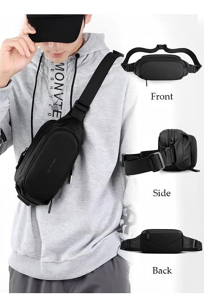 Generic Compact Waist Bag For Men Waterproof Crossbody Bag Multipurpose Chest Shoulder Bag With Buckl