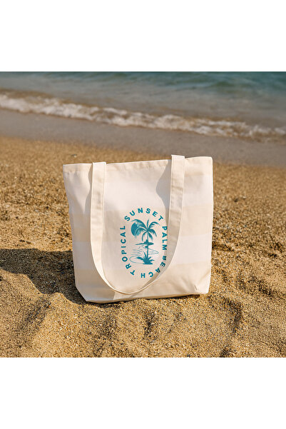 Evidea Μαλακή τροπική τσάντα - Εκρού - 50x45 εκ