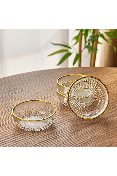 Evidea Kitchen Zelazo 4'lü Kase Seti - Şeffaf / Altın - 11,5 cm