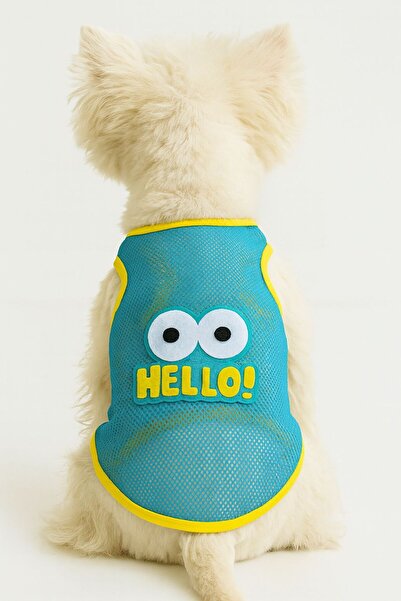 DOGİ&DOG Blue Hello Atlet Kedi Ve Köpek Atleti Köpek Kiyafeti (1 -10 kg)