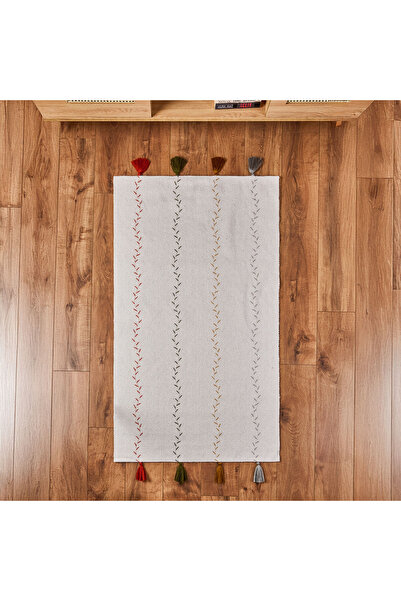 Evidea Soft Püsküllü Kilim - Ekru - 80x150 cm