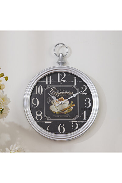 Genel Markalar Gri Renkli Dekoratif Kadran Duvar Saati 30x38 cm