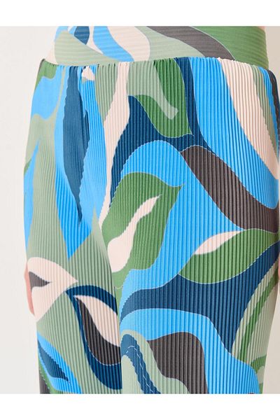 Jimmy Key Mixed High Waist Wide Leg Abstract Patterned Trousers