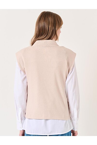 Jimmy Key Béžová pletená halenka bez rukávů s vycpaným polstrováním