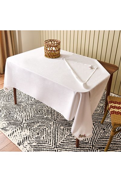 Evidea Soft Fancy Granny Tablecloth - White - 140X200 cm